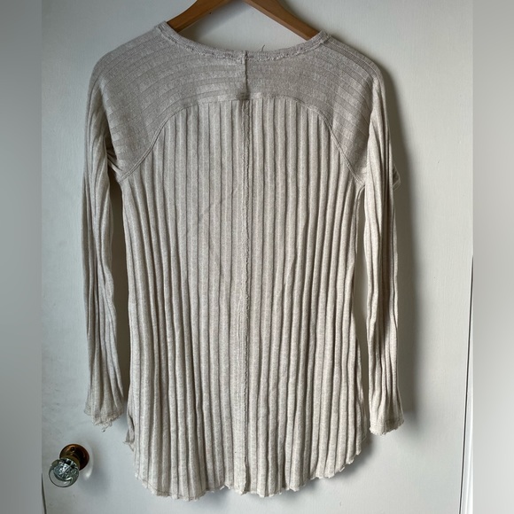 Free People We The Free Ribbed V Neck Long Sleeve Sweater Top XS - Picture 3 of 4